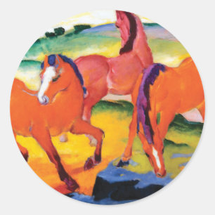 The Red Horses by Franz Marc Classic Round Sticker