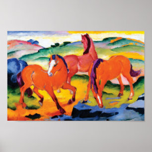 The Red Horses by Franz Marc Poster