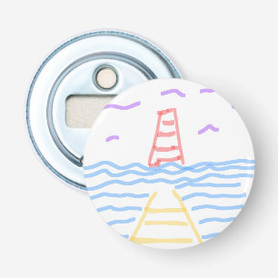 The Red Lighthouse and the Yellow Pier Bottle Opener