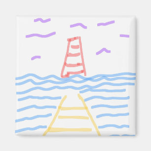 The Red Lighthouse and the Yellow Pier Magnet