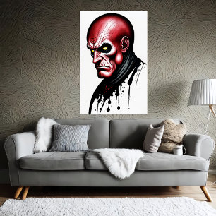 The Red Man with yellow eyes   AI Art Poster