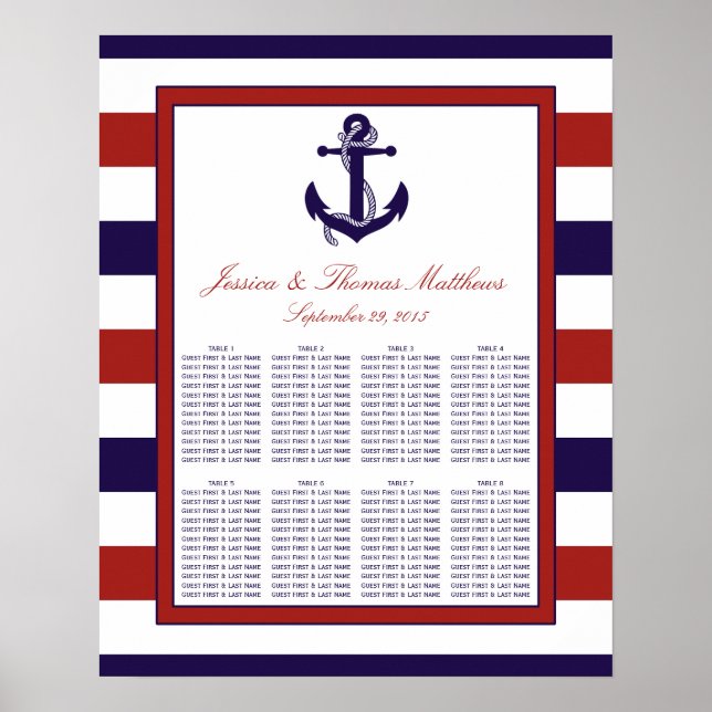 The Red & Navy Nautical Anchor Wedding Collection Poster (Front)
