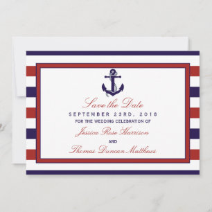 The Red & Navy Nautical Anchor Wedding Collection Save The Date