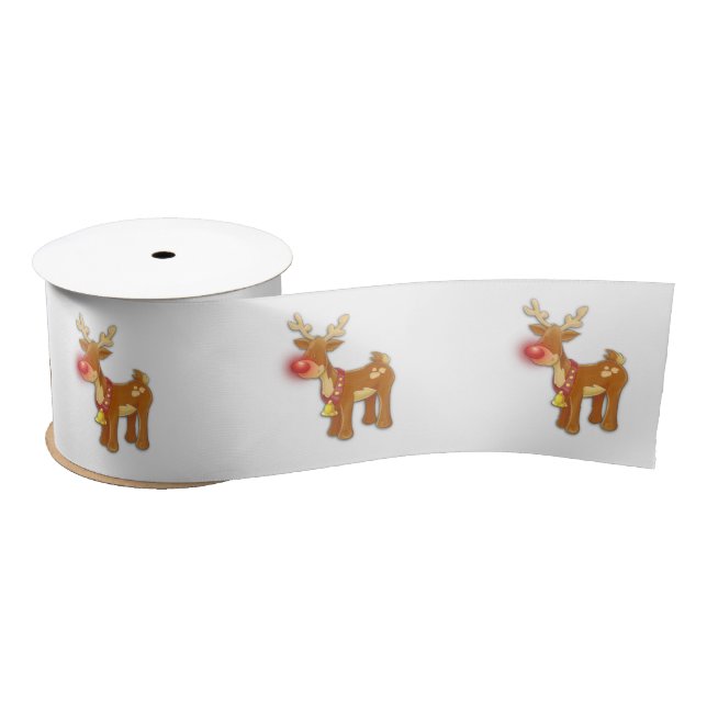 the Red Nosed Reindeer White Satin Ribbon (Spool)