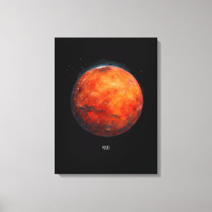 The Red Planet: Mars Watercolor Canvas Print