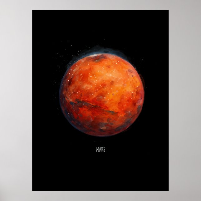 The Red Planet: Mars Watercolor Poster (Front)