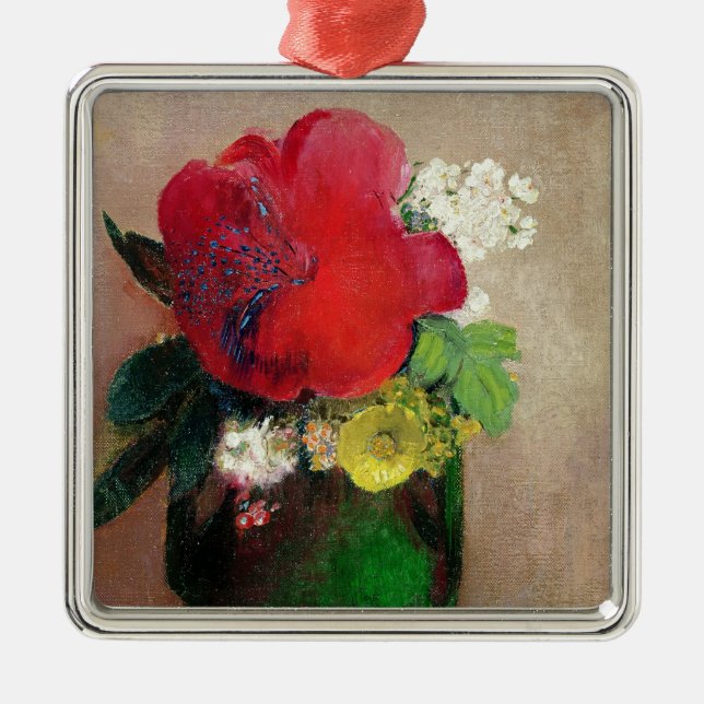 The Red Poppy Metal Ornament (Front)