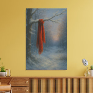The Red Scarf – Bright Against the Stillness Canvas Print