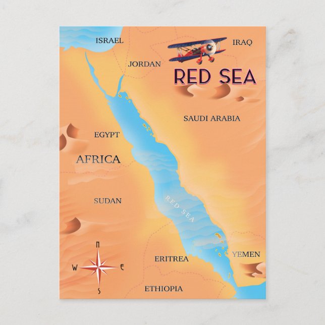 The Red Sea Travel Map Postcard (Front)