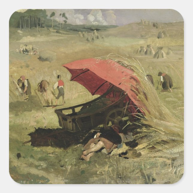 The Red Sunshade, c.1860 Square Sticker (Front)