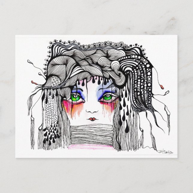 The Red Tear Girl Postcard (Front)