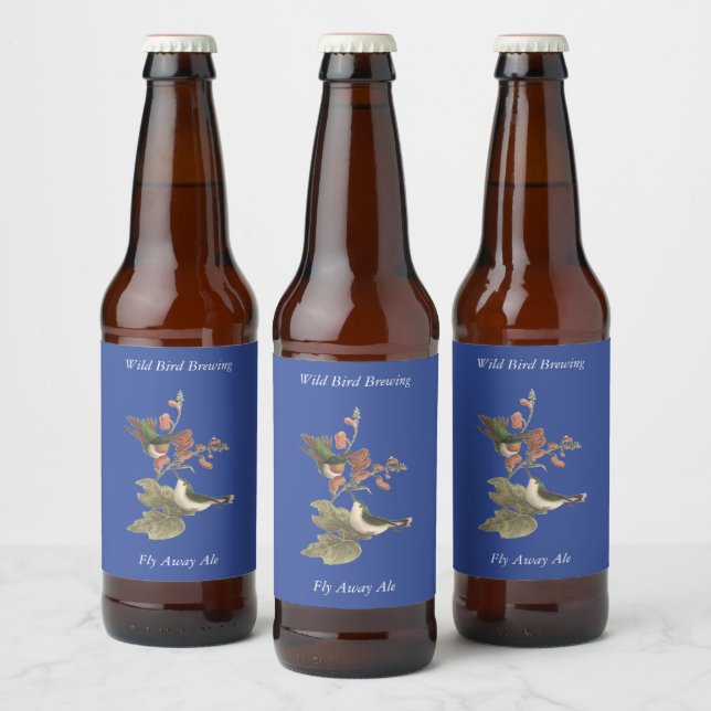 The Red-throated or Ruby-throated Hummingbird Beer Bottle Label (Bottles)
