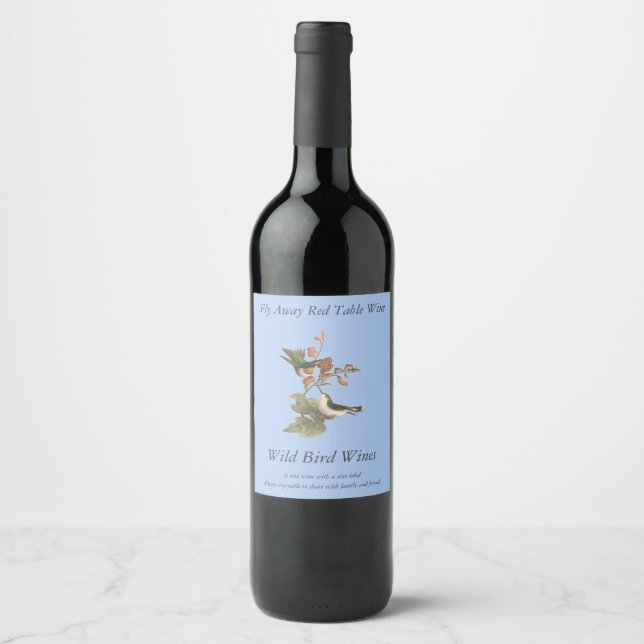 The Red-throated or Ruby-throated Hummingbird Wine Label (Front)