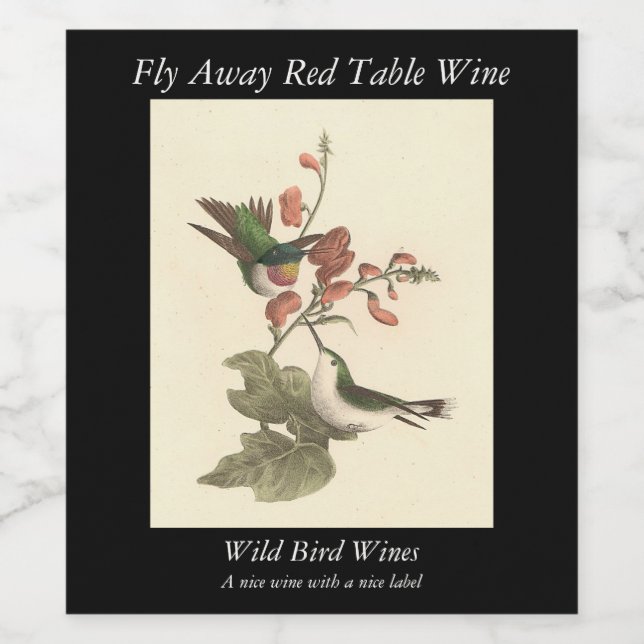 The Red-throated or Ruby-throated Hummingbird Wine Label (Single Label)