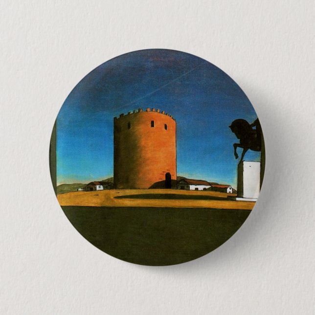 The red tower by Giorgio de Chirico 1913 6 Cm Round Badge (Front)
