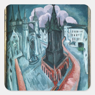 The Red Tower in Halle, 1915 Square Sticker