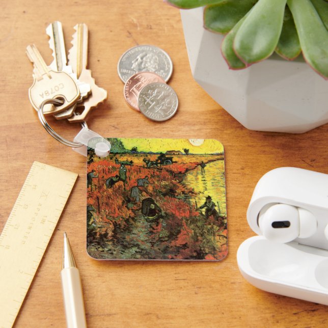 The Red Vineyard by Vincent van Gogh Key Ring (Desk)