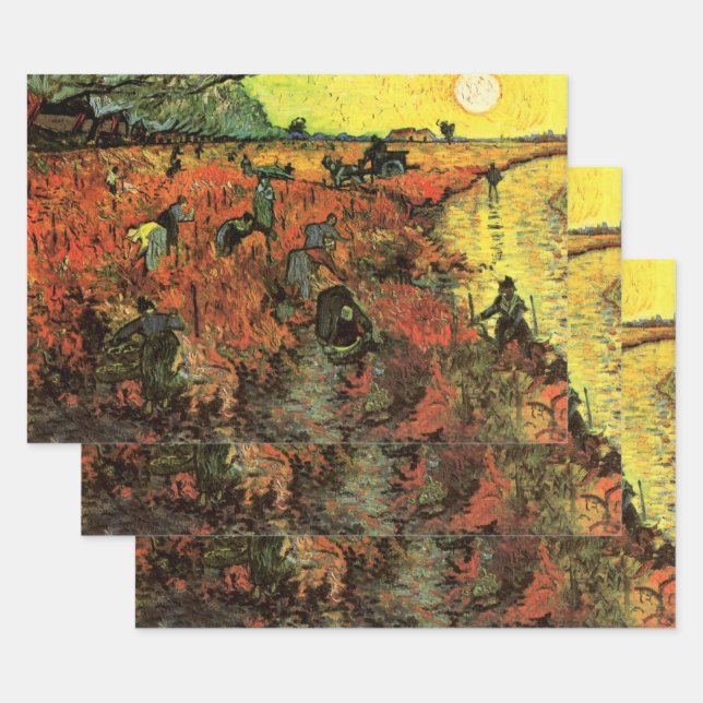 The Red Vineyard by Vincent van Gogh Wrapping Paper Sheet (Set)