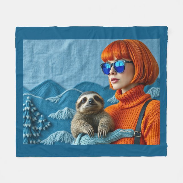 The Redhead and the sloth Fleece Blanket (Front (Horizontal))