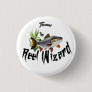 The Reel Wizard Rainbow Trout  3 Cm Round Badge