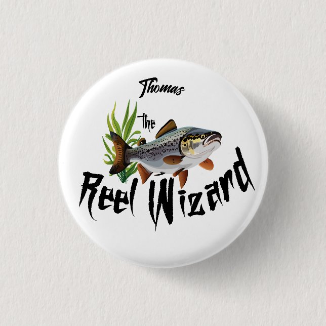 The Reel Wizard Rainbow Trout  3 Cm Round Badge (Front)