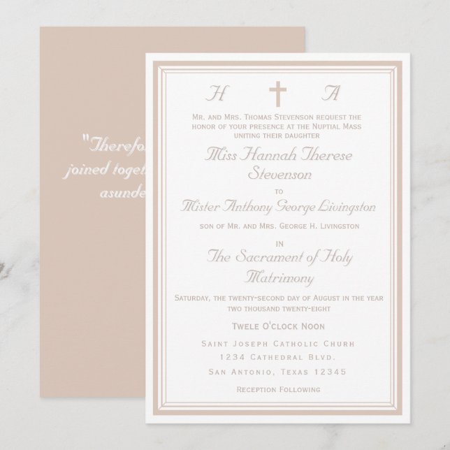 The Refined Catholic Wedding Invitation (Front/Back)