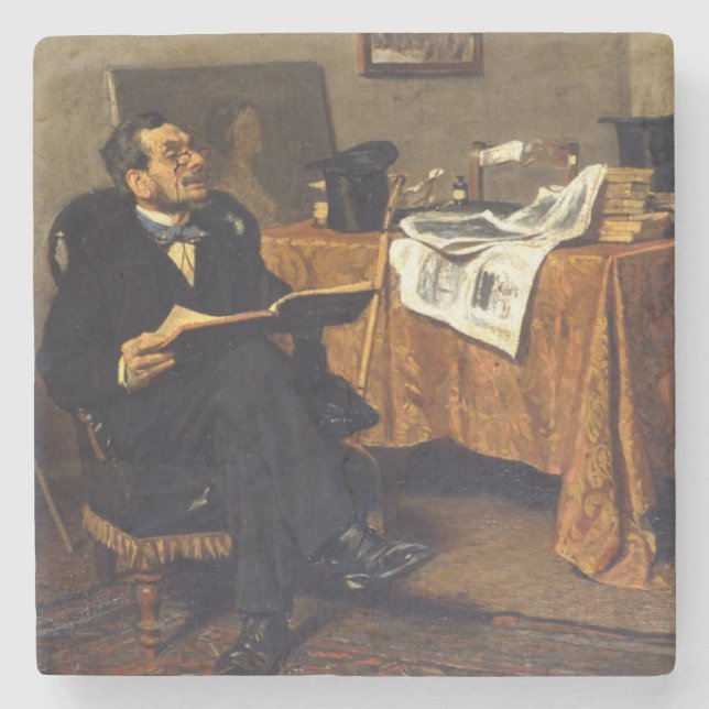 The Refined Gentleman, Art Lover Stone Coaster (Front)