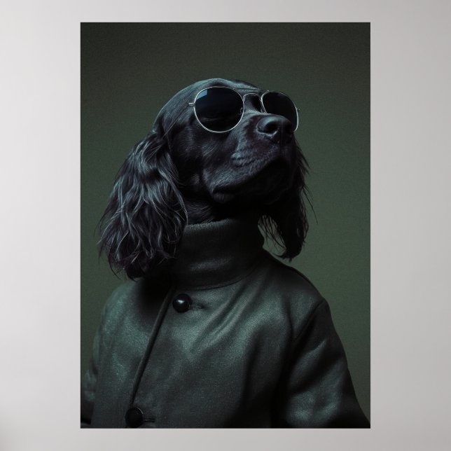 The Refined Rogue: Coker Spaniel Dark Academia Dog Poster (Front)