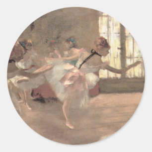 The Rehearsal by Edgar Degas, Vintage Ballet Art Classic Round Sticker