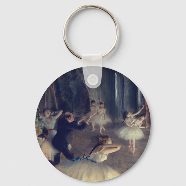 The Rehearsal Onstage by Degas: Key Ring (Front)