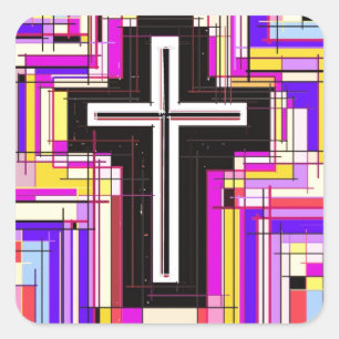 The Religious Christian Cross Square Sticker