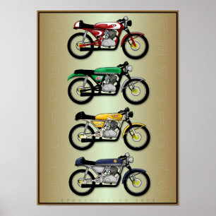 The Replicas (cafe racer motorcycle art poster) Poster