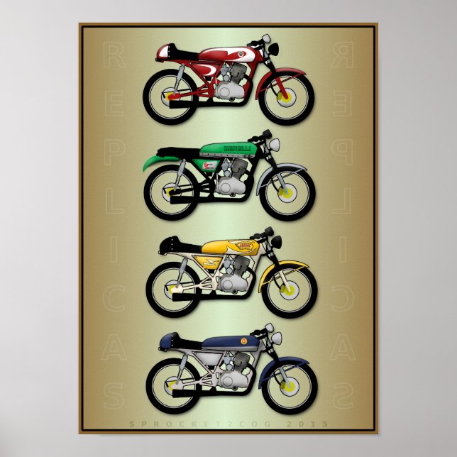 The Replicas (cafe racer motorcycle art poster) Poster (Front)
