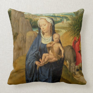 The Rest on the Flight into Egypt (oil on panel) Cushion