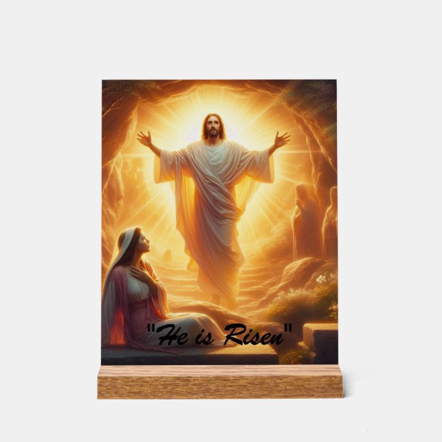 The Resurrection Light: Jesus Christ Rises Acrylic Sign (Front)