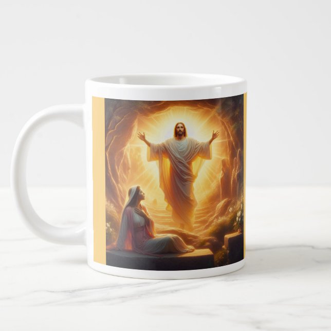 The Resurrection Light: Jesus Christ Rises Large Coffee Mug (Left)