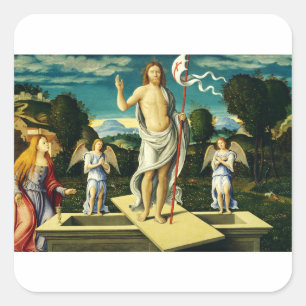 The Resurrection of Jesus by Girolamo da Santacroc Square Sticker