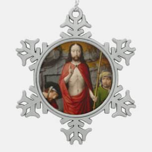 The Resurrection, with the Pilgrims of Emmaus Snowflake Pewter Christmas Ornament