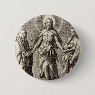 The Retreen Christ stands on a hill  6 Cm Round Badge