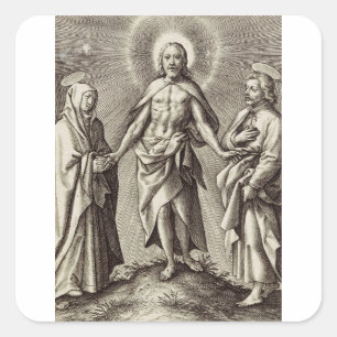 The Retreen Christ stands on a hill Square Sticker