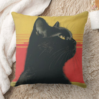 The Retro 70s Black Cat Sunset Cushion
