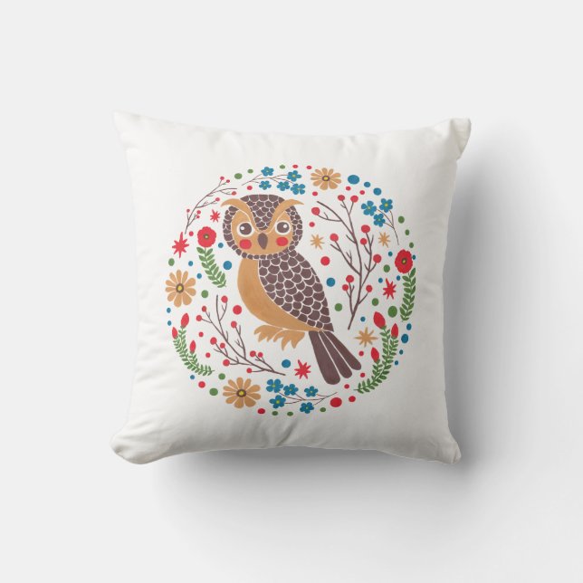 The Retro Horned Owl Cushion (Front)