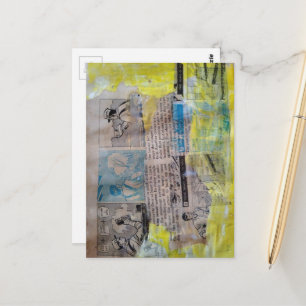 The Retro Working Men Mixed Media Collage Postcard