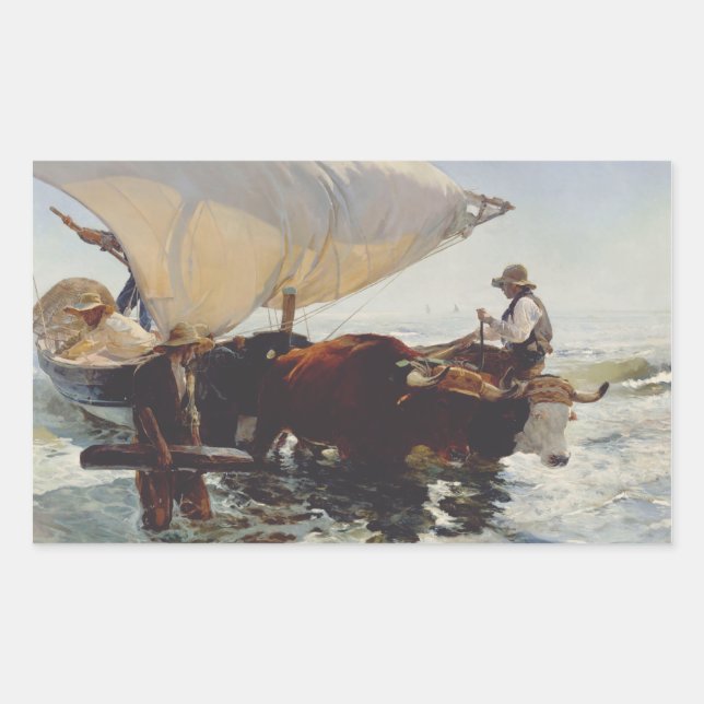 The Return from Fishing Rectangular Sticker (Front)