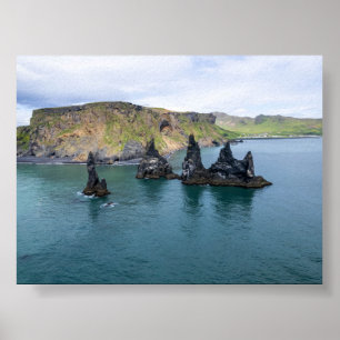 The Reynisdrangar rock formations in Iceland Poster