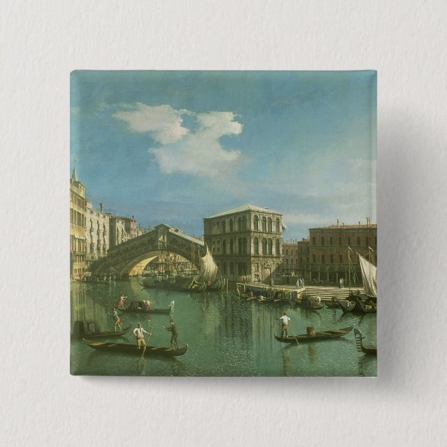 The Rialto Bridge, Venice 15 Cm Square Badge (Front)