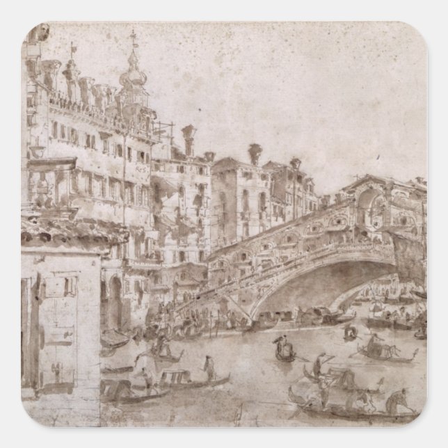 The Rialto Bridge, Venice Square Sticker (Front)