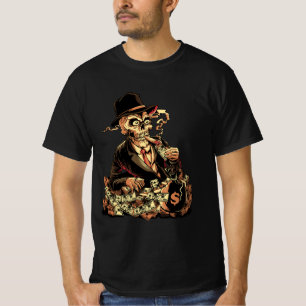 The Rich Skeleton – Halloween Wealth & Greed T-Shirt