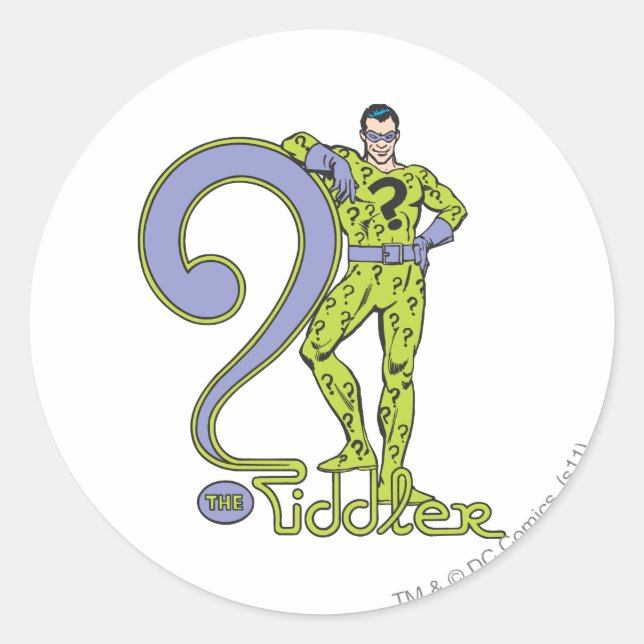 The Riddler & Logo Green Classic Round Sticker (Front)