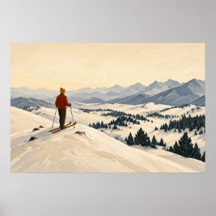 The Ridge Pause Vintage Ski Art Poster